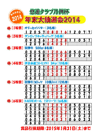 悠遊クラブ大抽選会2014